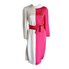 Vintage Norell Color Block Silk belted Dress