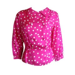Pink polka dot silk blouse from Norman Norell