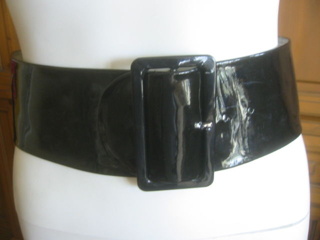 Women's Wide black patent leather belt from Norman Norell