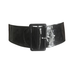 Wide black patent leather belt from Norman Norell