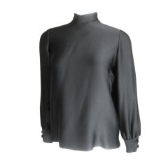 Vintage Elegant black silk blouse from Norman Norell