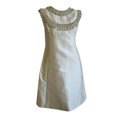 Norell Jeweled silk sleeveless sheath dress with jewelled jacket