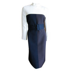 Retro Color Block three tone belted dress from Norman Norell