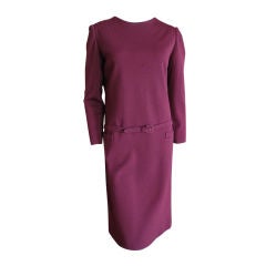 Vintage Burgundy jersey belted dress from Norman Norell