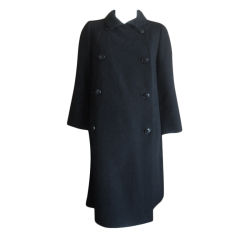 Retro Norman Norell Black Military A line swing Coat