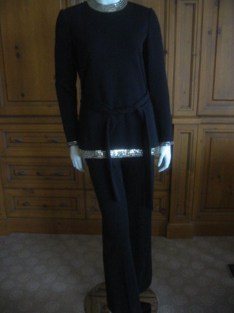 Sequin & Crystal trim black evening pantsuit from Norman Norell 4