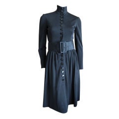 Full skirt black jersey dress with 28 buttons from Norman Norell