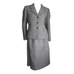 Norman Norell gray wool suit