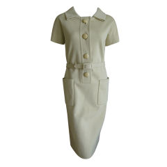 Vintage Norell lemon lime  Dress with Bold Buttons