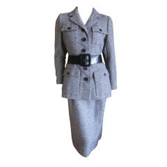 Retro Norell twill military style suit