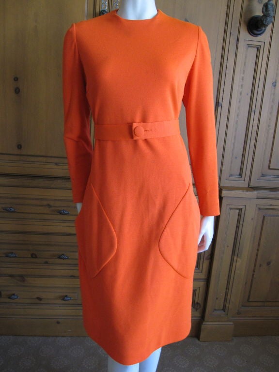 Norell mod orange dress with belt