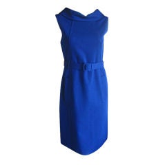 Retro Norman Norell Cobalt Blue Belted Sheath Dress