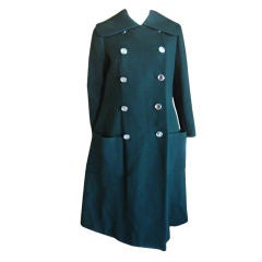 Norman Norell wide collar Military coat  in dark green