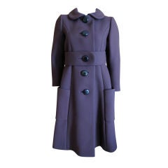 Vintage Norell brown wool coat with wide belt