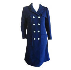 Vintage Norell Navy Military Coat with Mother of Pearl Buttons