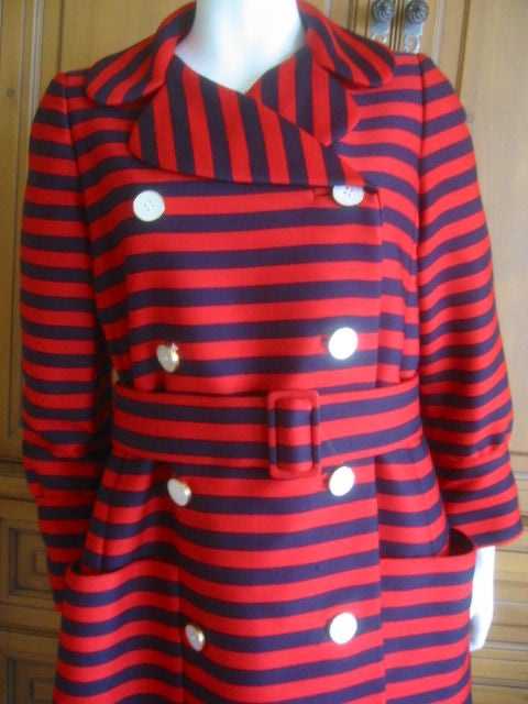 Women's Norman Norell Nautical Stripe Silk Coat