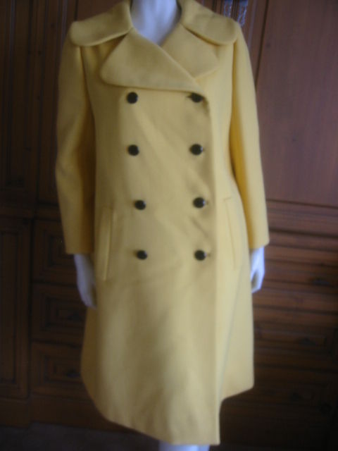 Norman Norell yellow sorbet wool coat