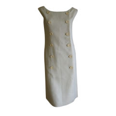 Vintage Norman Norell double breasted linen sheath dress