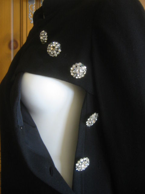 Norman Norell Black dress with crystal buttons 5