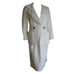 Ivory belted ivory Linen suit from Norman Norell