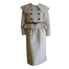 Retro Norman Norell late 50's suit with exagerated cape collar &peplum