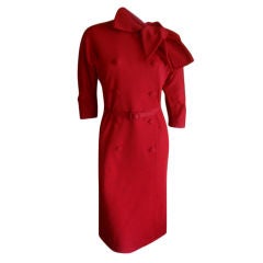 Classic Norman Norell dress with belt & pussy cat bow