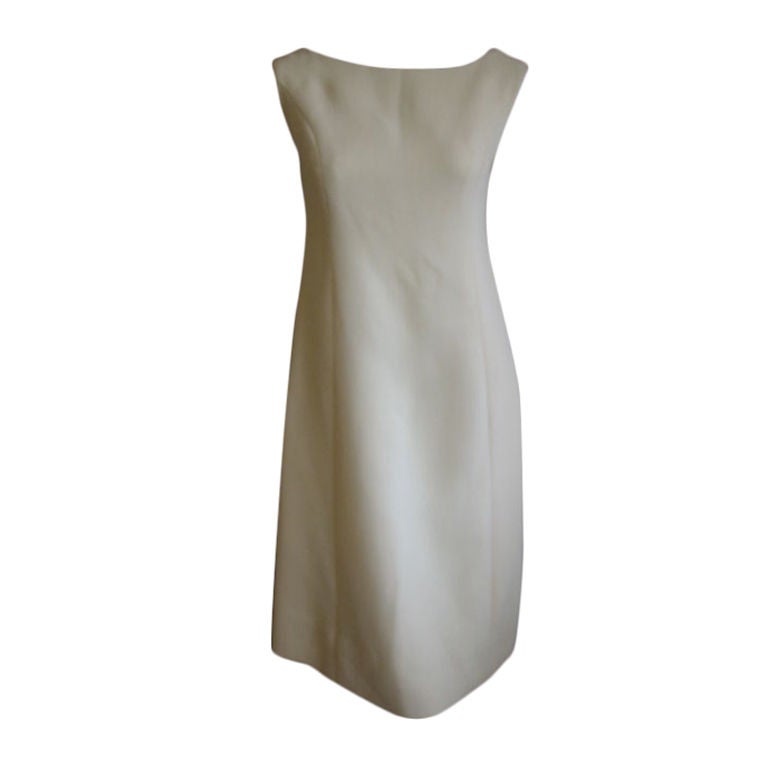 Norman Norell ivory wool scoop back dress