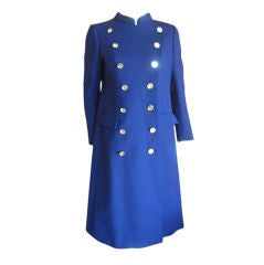 Norell Navy Military Coat bold brass buttons