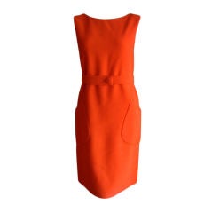 Mod Burnt Orange dress with belt by Norman Norell
