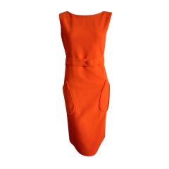 Retro Classic Orange Sheath Dress with Belt from Norman Norell