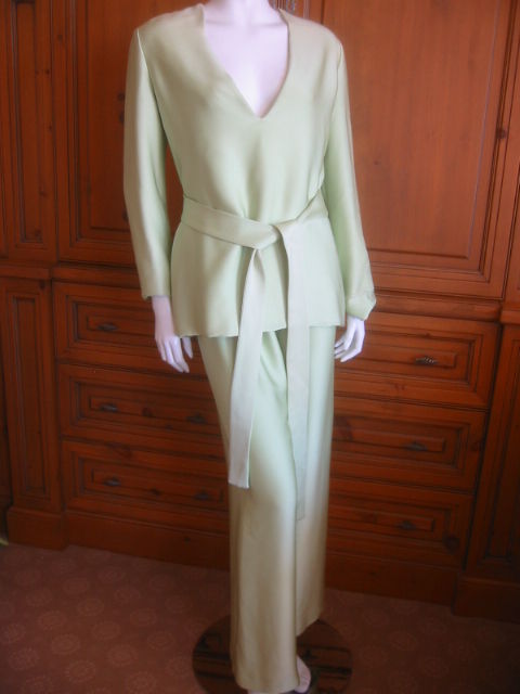 Luxurious Mint Green Silk Evening Pant Suit from  Norman Norell