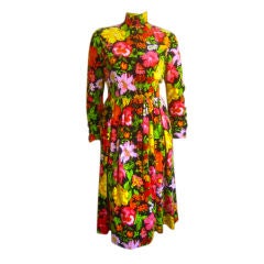 Retro Vibrant floral velvet dress from  Norman Norell