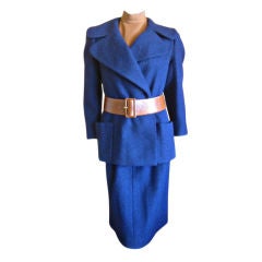 Vintage Norman Norell four piece navy and brown suit