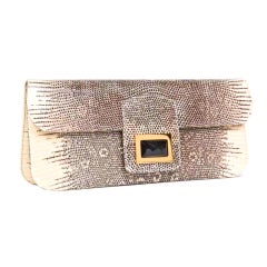 Dea Clutch in Natural Ring Lizard with Onyx