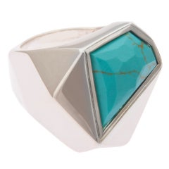 Large Pyramid Ring, 1 Facet of Turquoise