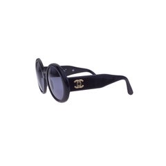 Retro CHANEL Black Round Sunglasses With CC