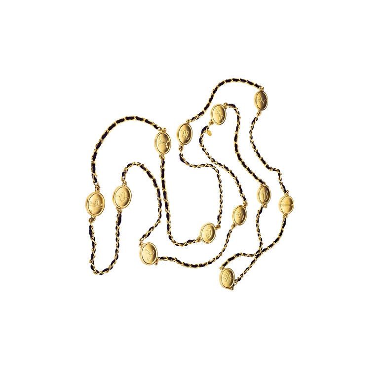 Chanel Long Zodiac Motif Necklace For Sale