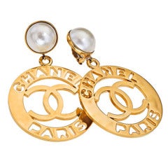 Vintage Chanel large "Chanel Paris" Earrings