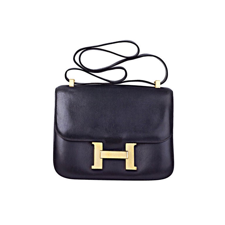 VINTAGE HERMES BLACK CONSTANCE BAG 23CM at 1stdibs