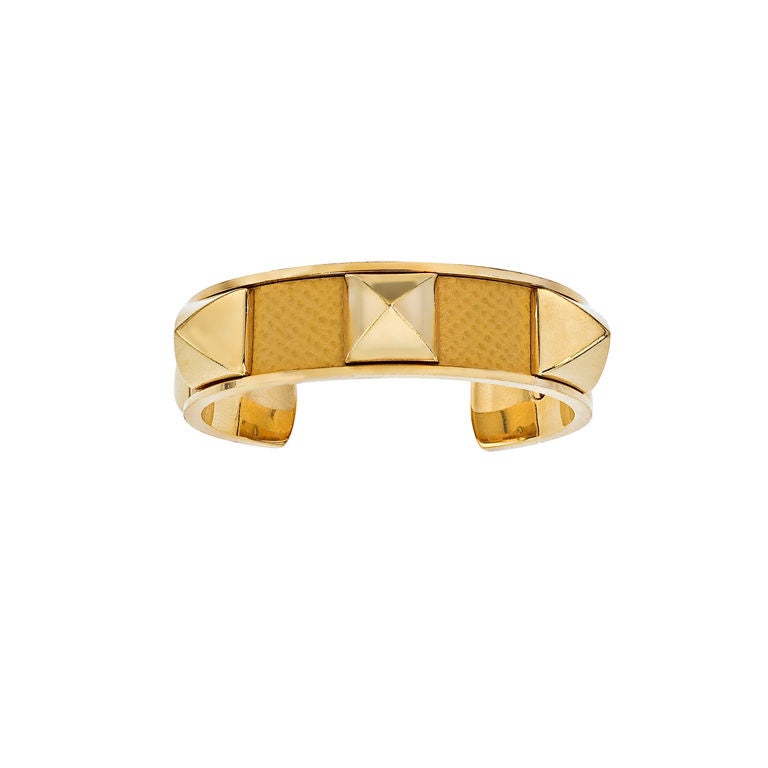 HERMES YELLOW/GOLD MEDOR BANGLE BRACELET at 1stDibs