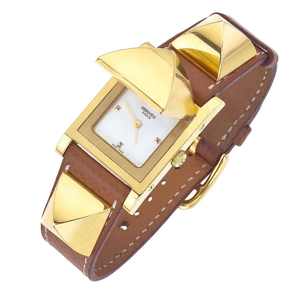 HERMES GOLD/BROWN MEDOR WATCH