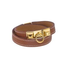 HERMES MEDOR BANGLE BROWN/GOLD