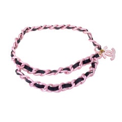 Chanel Pink And Black Chain Belt With CC
