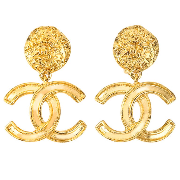 Chanel CC Dangling Earrings at 1stDibs chanel gold drop earrings