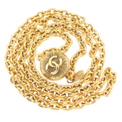 Vintage CHANEL LONG NECKLACE WITH CC BUTTON
