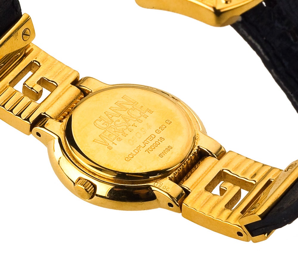 VERSACE MEDUSA WATCH WITH CROC EMBOSSED STRAP at 1stdibs
