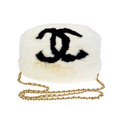Chanel Hand Muff White & Black Logo