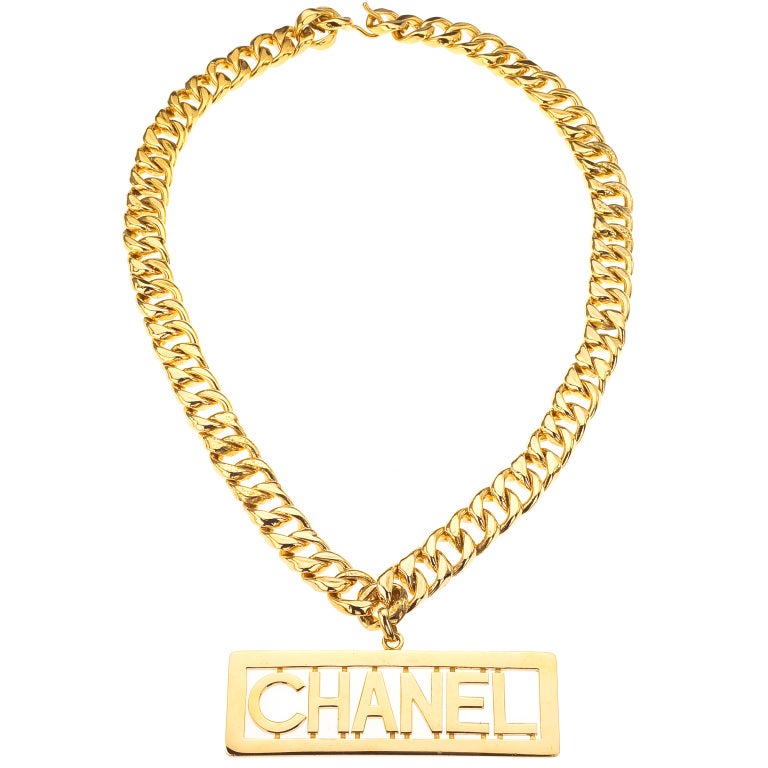 CHANEL MASSIVE LOGO PLATE NECKLACE For Sale