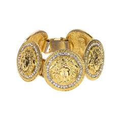 Gianni Versace Massive Medusa Bracelet With Rhinestones