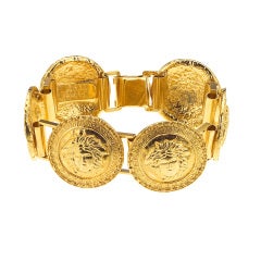 Vintage GIANNI VERSACE GOLD TONED BRACELET WITH 6 MEDUSAS